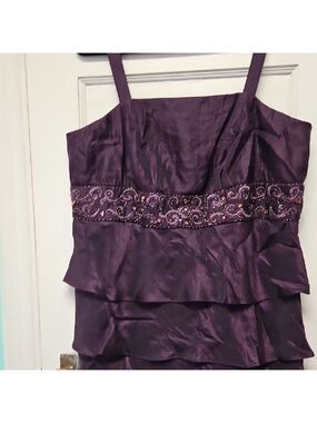 Vintage Prom Or Formal Dark Purple Layered Mini Dress 16W